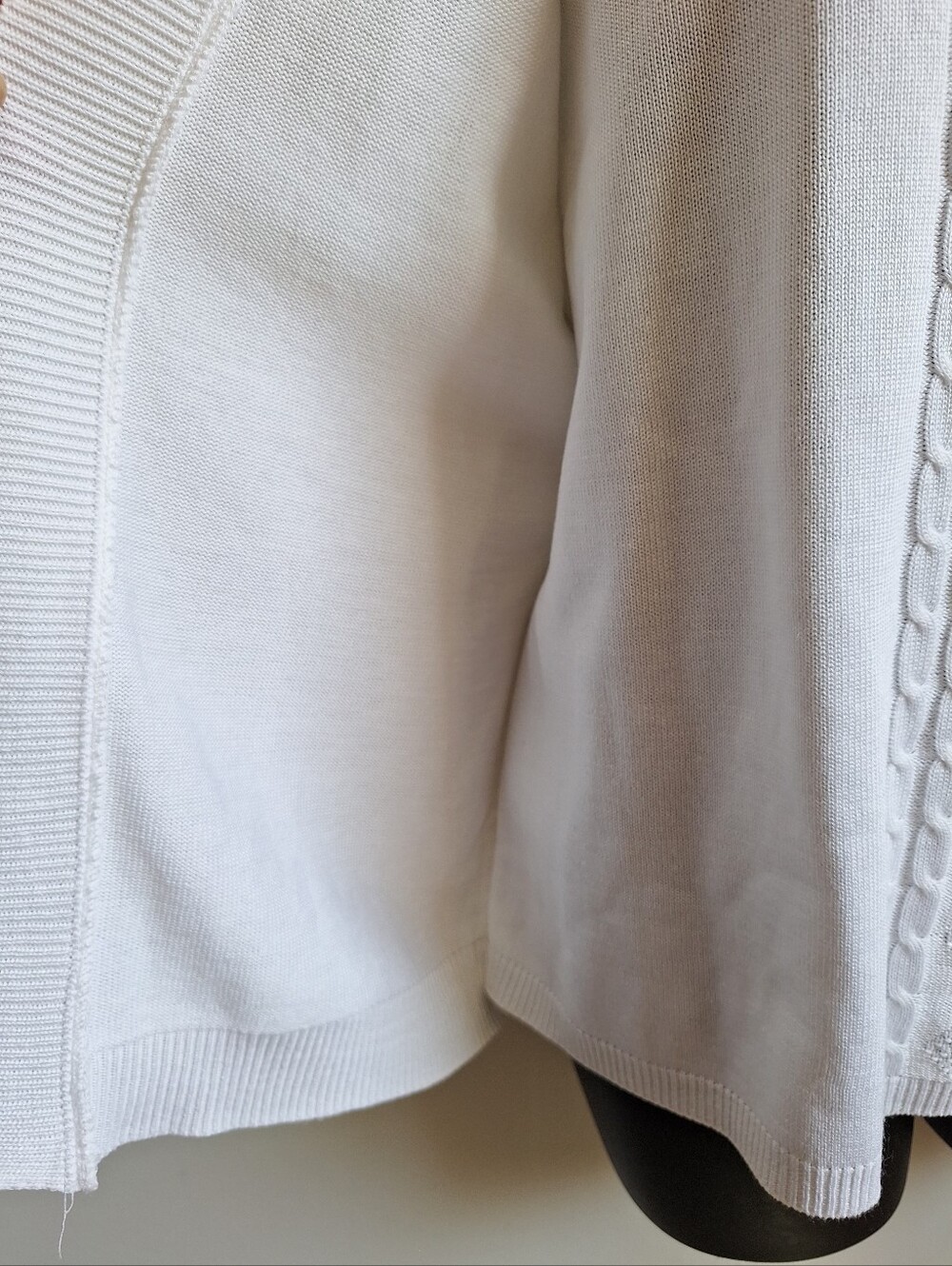 Vintage Alfred Dunner White Open-Front Cable Detail Cardigan Sz S - Picture 4 of 6